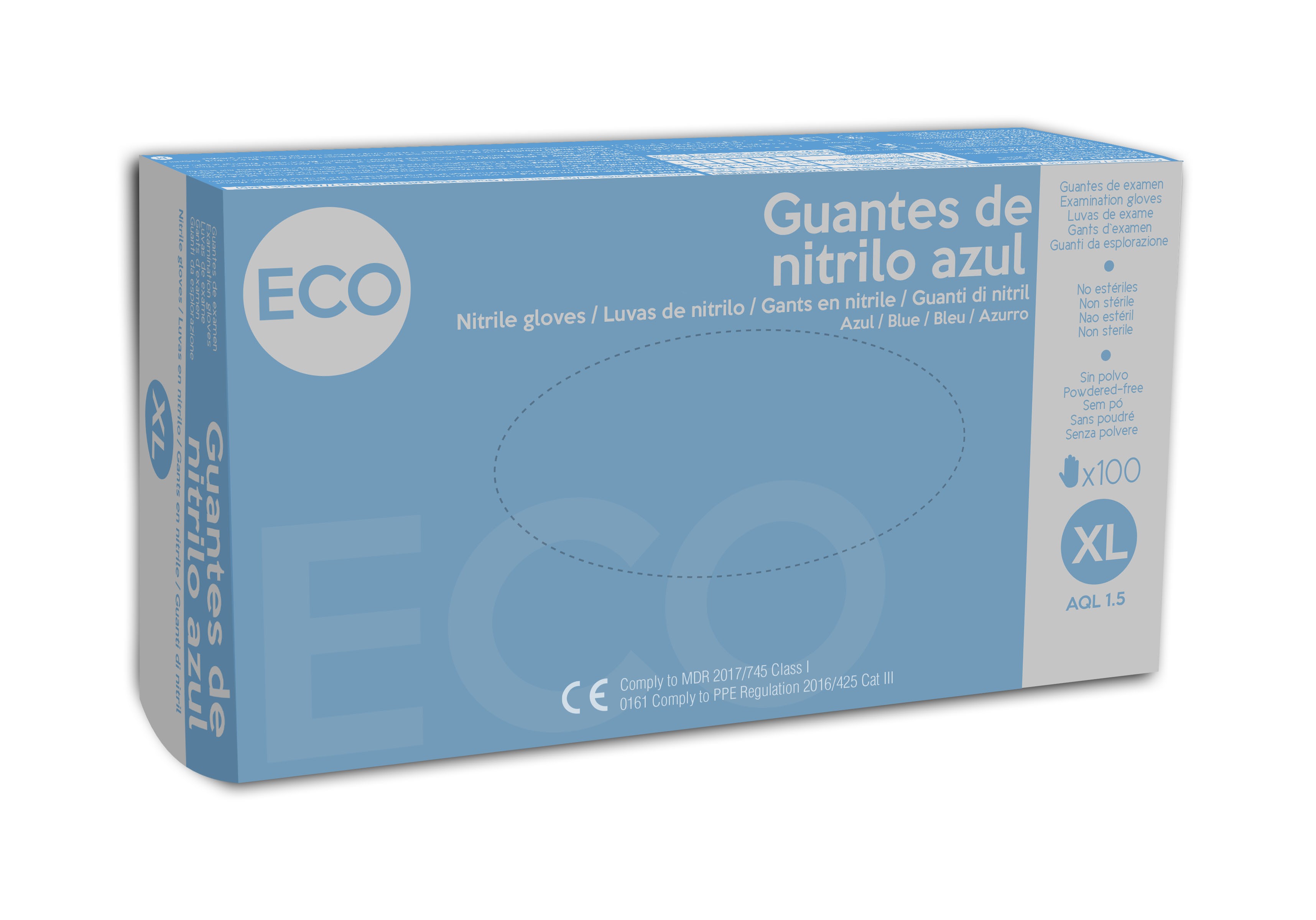 Guantes de Nitrilo ECO s/polvo 3gr, AQL 1.5
